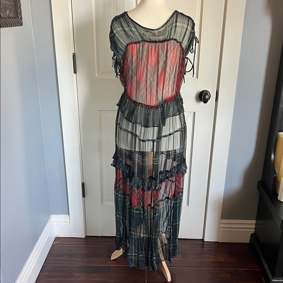 Free People plaid front tie cover up - Picture 4 of 7